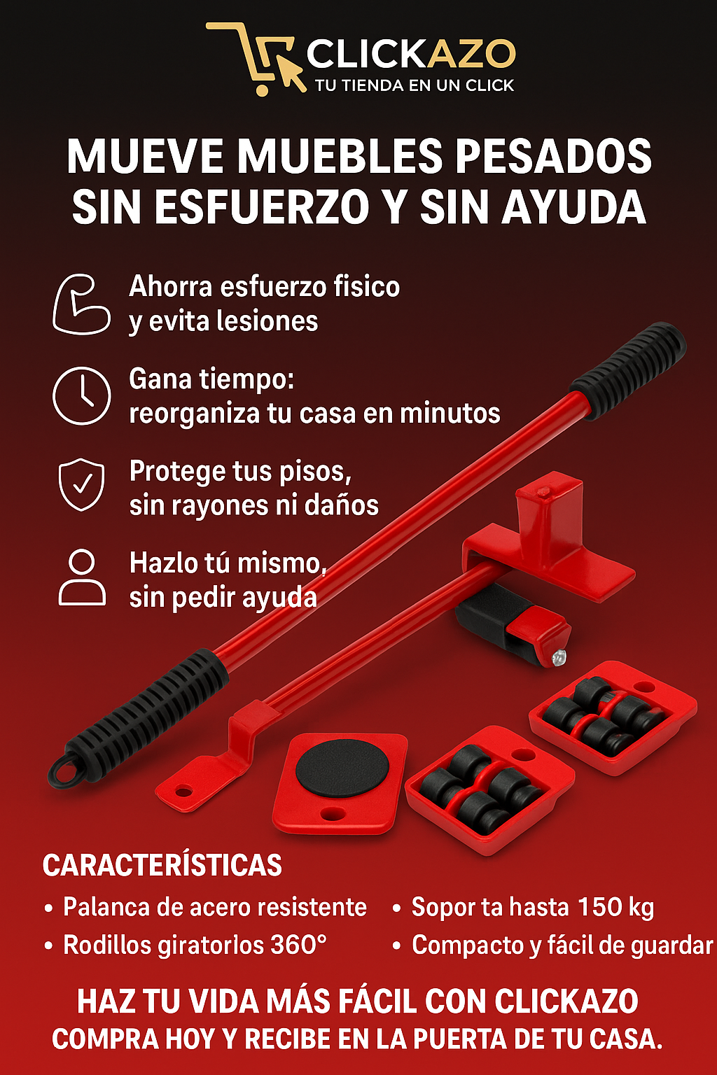 Levantador de Muebles con Rodillos 360°